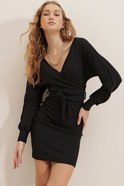 Trend Alaçatı Stili Dress - Black - Bodycon