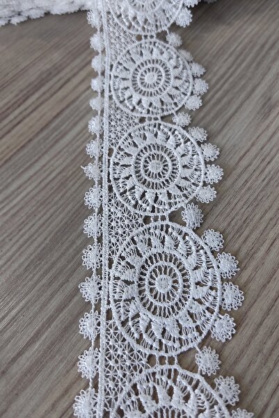 DUAYEN Güpür Dantel Güneş Desen Beyaz 1 Metre