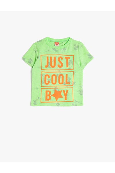 Koton Crew Neck Letter Printed Short Sleeve T-Shirt