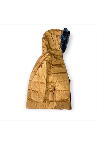 Pink Hippo Kids Boy's Puffer Coat with Fur Hood and Fleece Inside