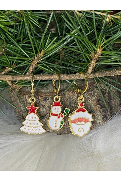 Bel tempo Fashion أقراط مفهوم السنة الجديدة - ثلج شجرة الصنوبر الأبيض، سانتا ...