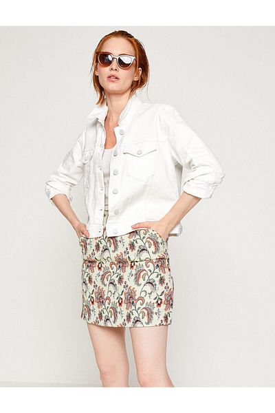 Koton Women's Ecru Patterned Skirt 8YAK72758RW