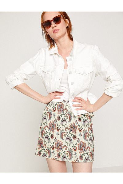 Koton Women's Ecru Patterned Skirt 8YAK72758RW
