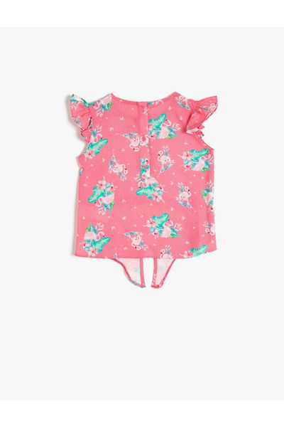 Koton Printed Boat Neck Ruffle Blouse