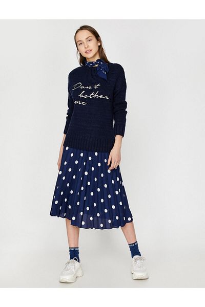 Koton Letter Printed Knitwear Sweater