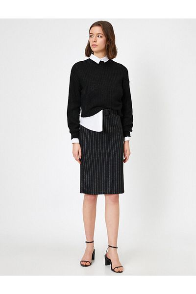 Koton Women's Black Skirt 0YAK73781EK
