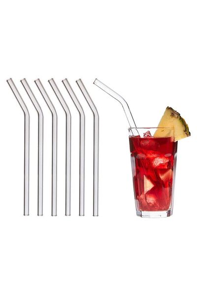 Go Aksesuar Transparent Glass Pipette Straw (6 Pieces)