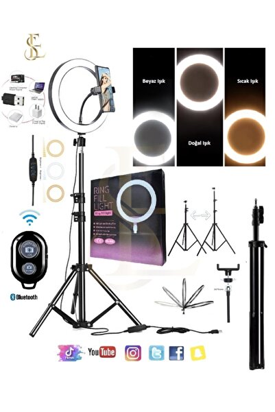 EN SİGA Ring Light Youtuber Makyaj Led Kare Işık 8inç Kuaför,make Up 15cm Tripod Ayak