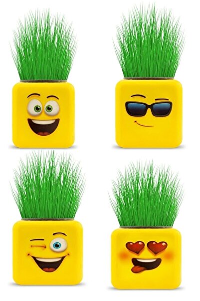 naque Çimoji 4 Figürlü Emoji Küp Çim Adam