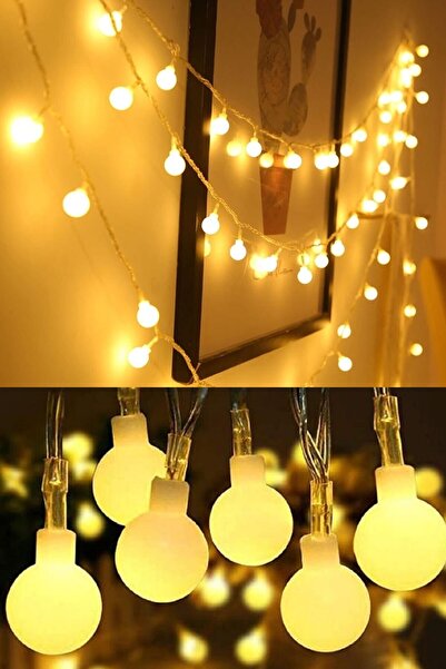 BSD GİFTED 5 Metre 28 Ledli 8 Animasyonlu Aydınlatma Pilli Ip Led Işıklı Top Küre Dizeleri Gün Işığı