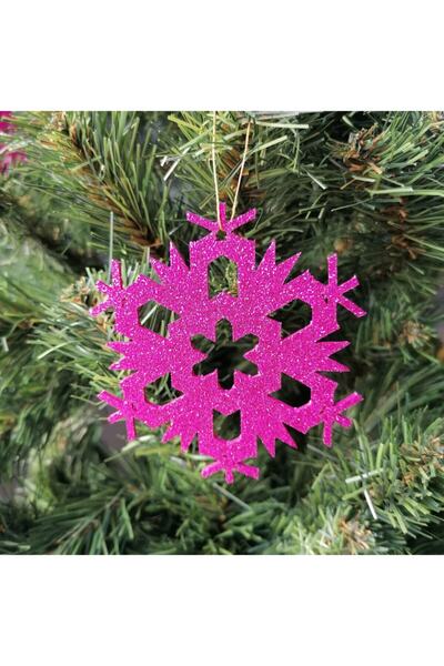 LEYLASER زخرفة شجرة إيفا لامعة على شكل ندفة الثلج الوردية والهدايا مقاس 8 × 8...