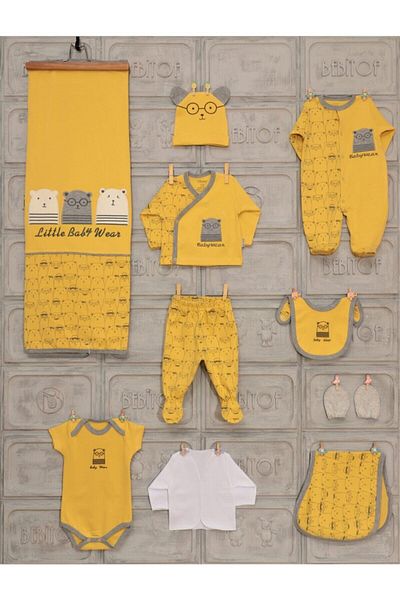 Bebitof Unisex Baby Yellow Bear Brother 10 Piece Bodysuit Set Cotton