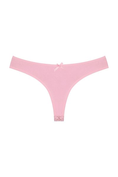 Zena Lace Detailed Pink Cotton Women's Thong Panties