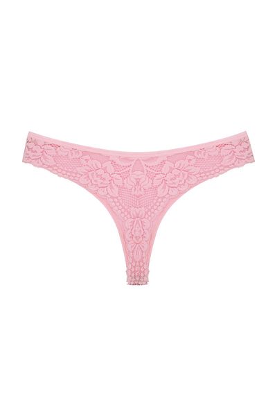 Zena Lace Detailed Pink Cotton Women's Thong Panties