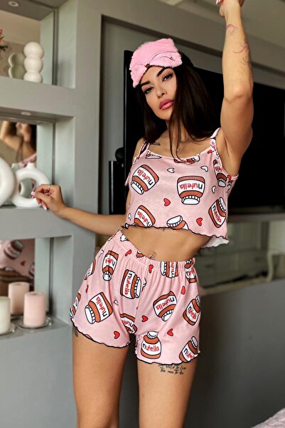 PEMBİŞ HOMEWEAR Angelina Nutella Pink 2 Li Ultrasoft Şort Takımı