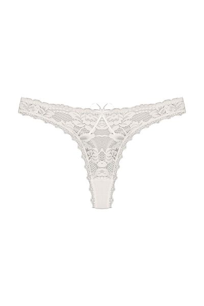 Zena Ecru Front Lace Back Cotton String Women's Panties