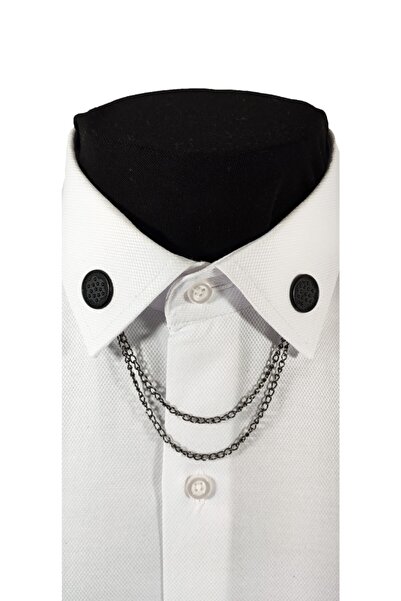 BLC Basic Line Co. Siyah Renk Yıldız Kabartmalı Yuvarlak Form Zamak Gömlek Ya...