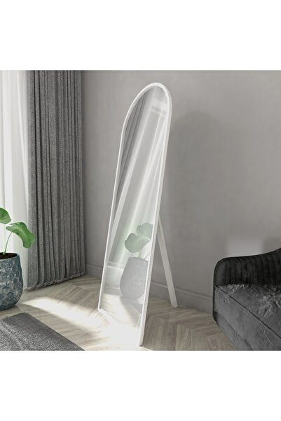 Genel Markalar Beyaz Oval Çerçeveli Ayaklı Boy Aynası