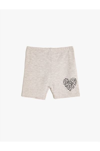 Koton Girls' Beige Heart Printed Shorts
