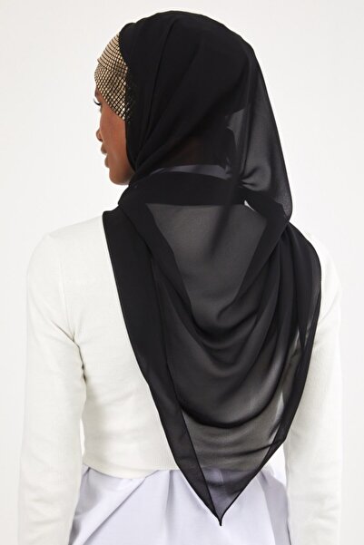 Differenza Triangle Chiffon Scarf Black Gold