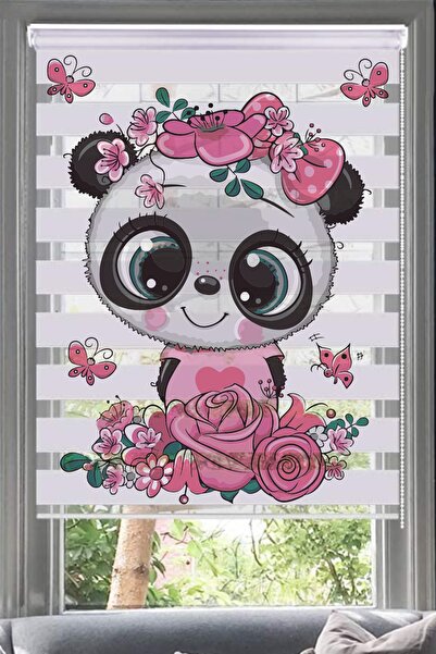 Lotus Sevimli Panda Bebek Odası Baskılı Zebra Perde - Çocuk Odası - Bebek Oda...