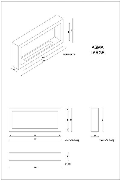 KORFLAME Duvara Asma Large Bioetanol Şömine