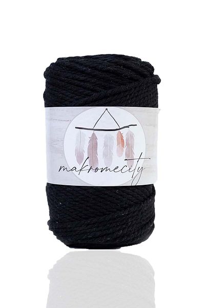 Makromecity 3 Twist Cotton Macrame Rope 3mm Three Twist Taranan Macrame Rope 250 Gr Black