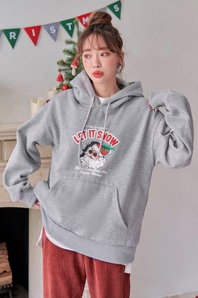 EFBUTİK Gray Christmas Let It Snow Sweatshirt
