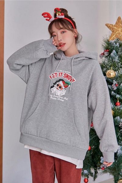 EFBUTİK Gray Christmas Let It Snow Sweatshirt