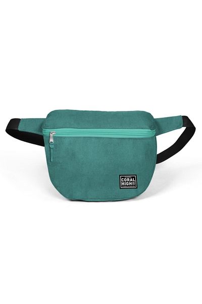 Coral High Faux Leather Green Waist Bag