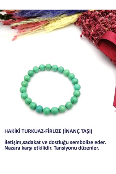 OSMANLI DEĞERLİ TAŞ Sertifikalı Hakiki Turkuaz (FİRUZE) Doğal Taş Bileklik