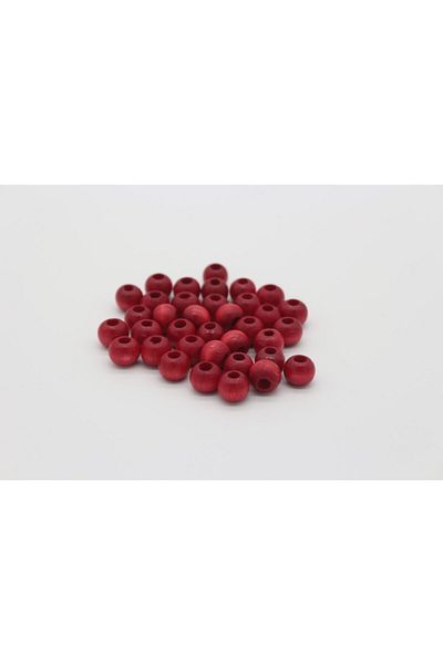 Hobimos 10 Mm Red Colored Wooden Beads - Red Wooden Beads 20 Pieces