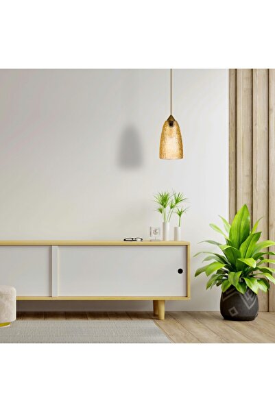 Vogue Eva Aydınlatma Modern Tekli Cam Sarkıt Bal Rengi Tekli Avize 18x18x28