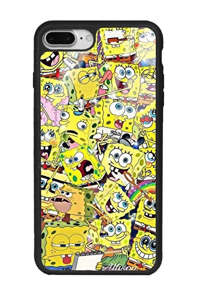 Spoyi Iphone 7 Plus - 8 Plus Sünger Bob Tasarımlı Glossy Telefon Kılıfı