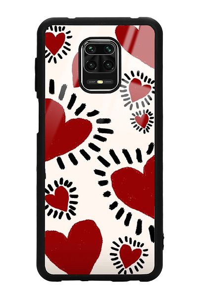 Spoyi حافظة هاتف لامعة بتصميم قلب فرشاة لهاتف Xiaomi Redmi Note 9 Pro - 9s