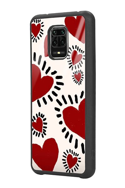 Spoyi حافظة هاتف لامعة بتصميم قلب فرشاة لهاتف Xiaomi Redmi Note 9 Pro - 9s