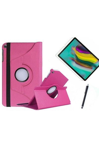 GoGoPlus حافظة كمبيوتر لوحي قابلة للدوران لهاتف Samsung Galaxy Tab A7 Lite Sm-t220 + واقي شاشة + مجموعة أقلام باللون الوردي