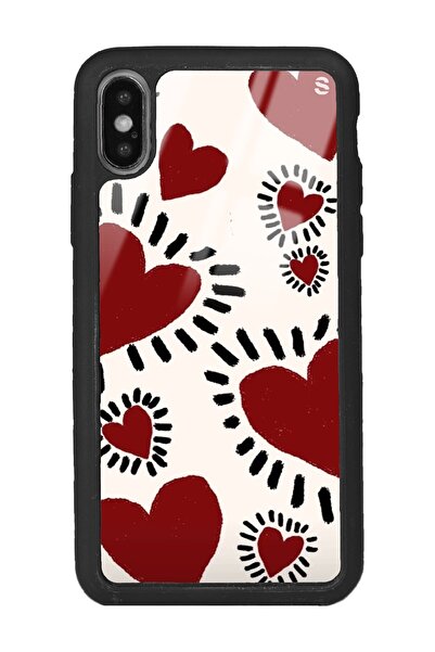 Spoyi Iphone X - Xs Brush Heart Tasarımlı Glossy Telefon Kılıfı