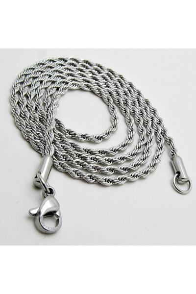 ERKEK KOLYE STORE Burgu Halat Erkek Çelik Zincir Kolye 2.5 Mm Ince