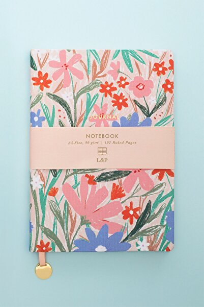 Leather Paper A5 Çizgili Defter Sert Kapak 15 X 21 Bej - Daisy Dew