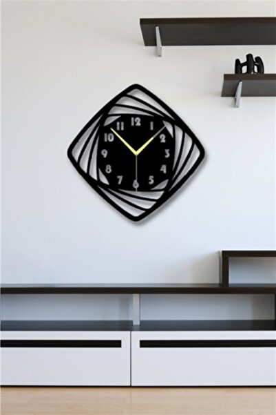 NT Handmade Siyah Ahşap Hipnoz Duvar Saati - Salon Oturma Yatak Odası Ofis An...