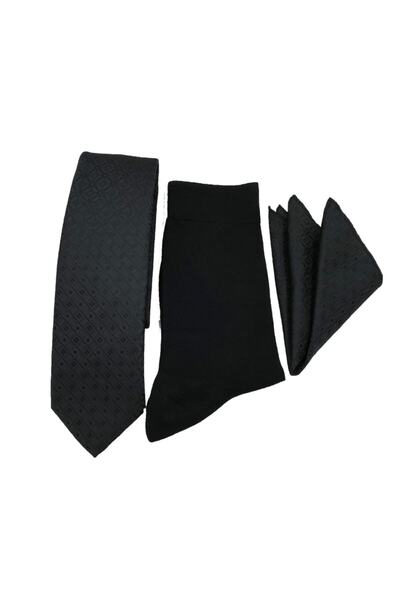 Brianze Черно шалче с шарка, вратовръзка и чорапи в комплект за подарък