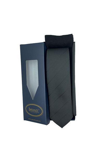 Brianze Black Striped Pattern Tie Handkerchief Socks Gift Set