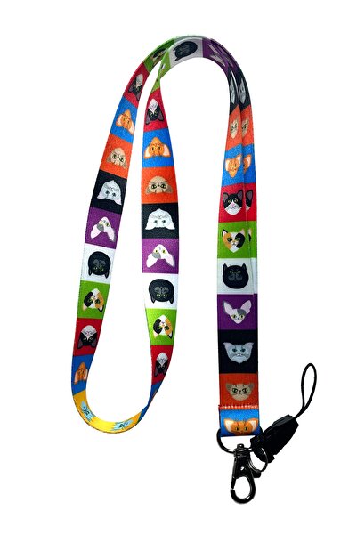StormiStoretr Renkli Kediler Boyun Ipi ve Telefon Askısı Lanyard