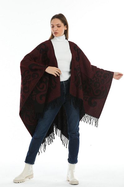SUVE GOLD Winter Women's Poncho with Tassels