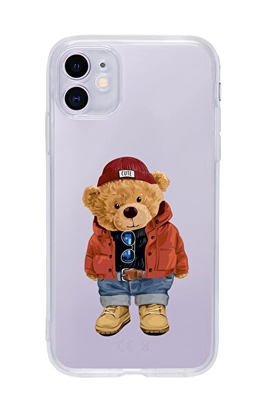 mooodcase Iphone 11 Uyumlu  Teddy Bear Premium Şeffaf Silikon Kılıf