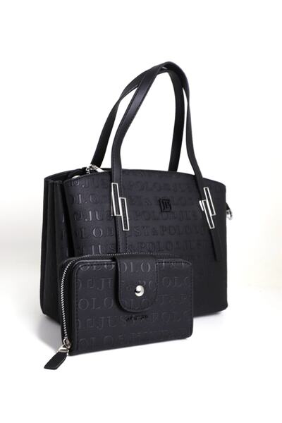 Just Polo Women's Black Handbag and Wallet Combination Tm2126