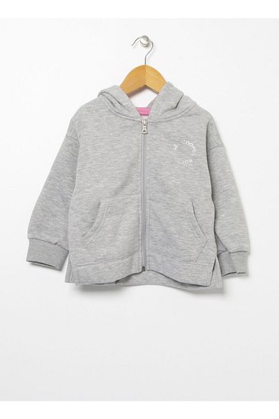 Lee Cooper 221 Lcg 241004-7201 Сив меланжов суитшърт с качулка и принтиране