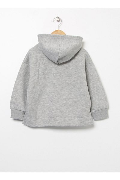 Lee Cooper 221 Lcg 241004-7201 Сив меланжов суитшърт с качулка и принтиране