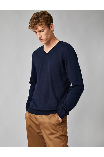 Koton Men's Navy Blue Sweater 1KAM93012LT